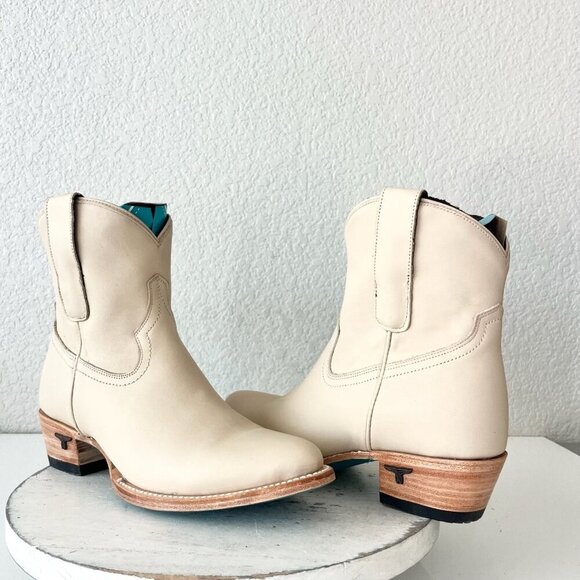 Lane PLAIN JANE Womens Cowboy Bootie 9.5 Pale Ivory Western Cowgirl Ankle Boot - Picture 1 of 11